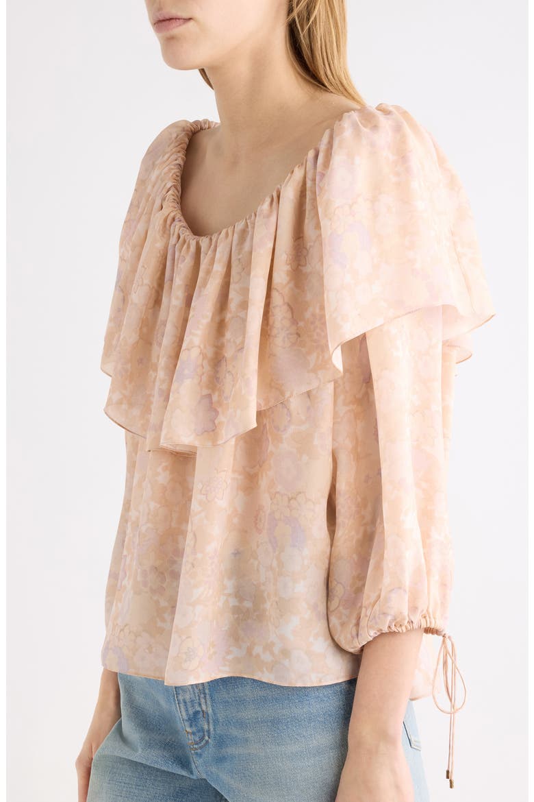 Painted Flower Silk Charmeuse Top, Alternate, color, MULTICOLOR PINK 1