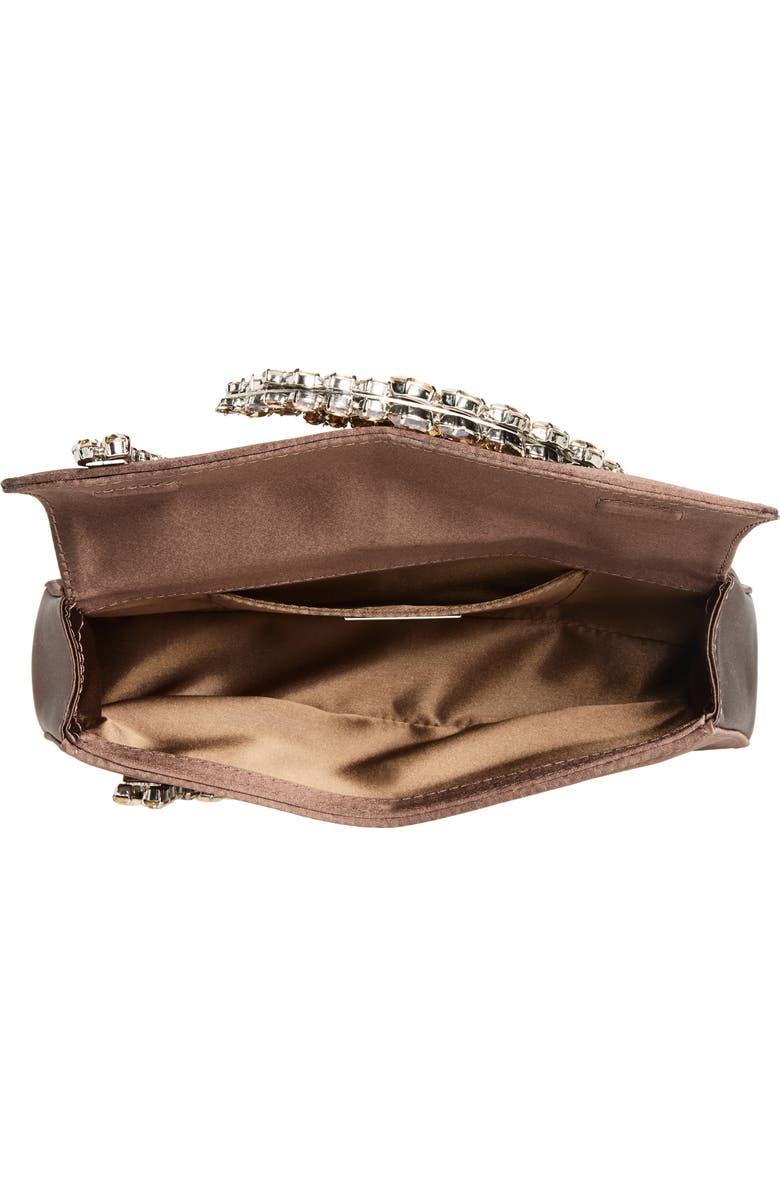L’alingi Karma Crystal Handle Satin Clutch, Alternate, color, Brown