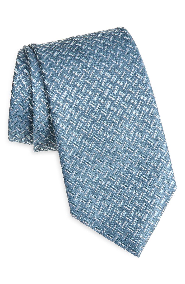 Brioni Geometric Jacquard Silk Tie, Main, color, Bluette/ Aqua