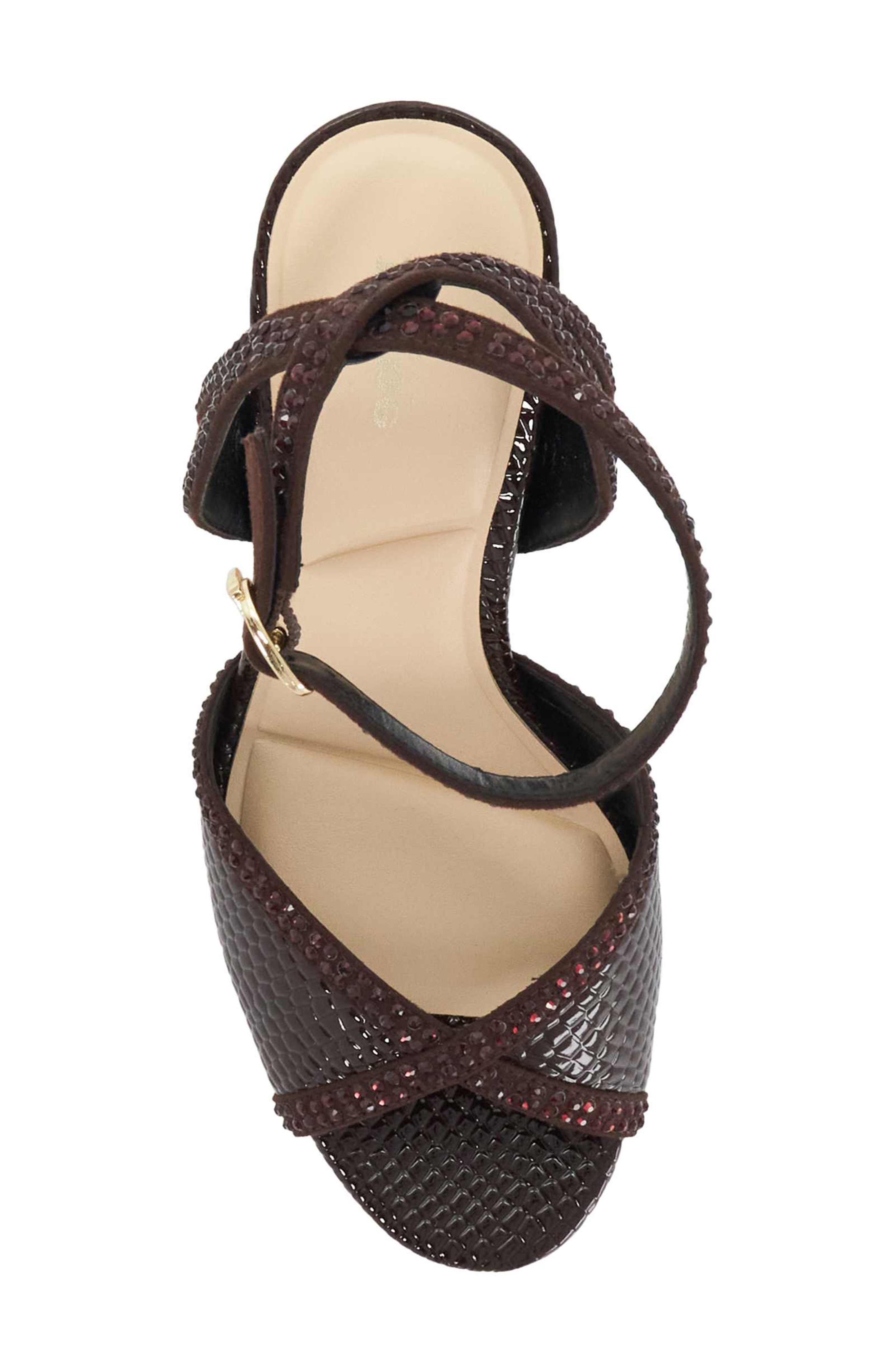 Merritt Crystal Croc Embossed Platform Sandal, Alternate, color, BURGUNDY