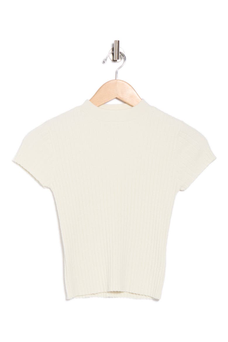 Terry Rib Mock Neck Top, Alternate, color, CLOUD WHITE