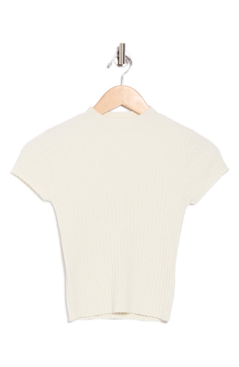 Good American Terry Rib Mock Neck Top, Alternate, color, Cloud White