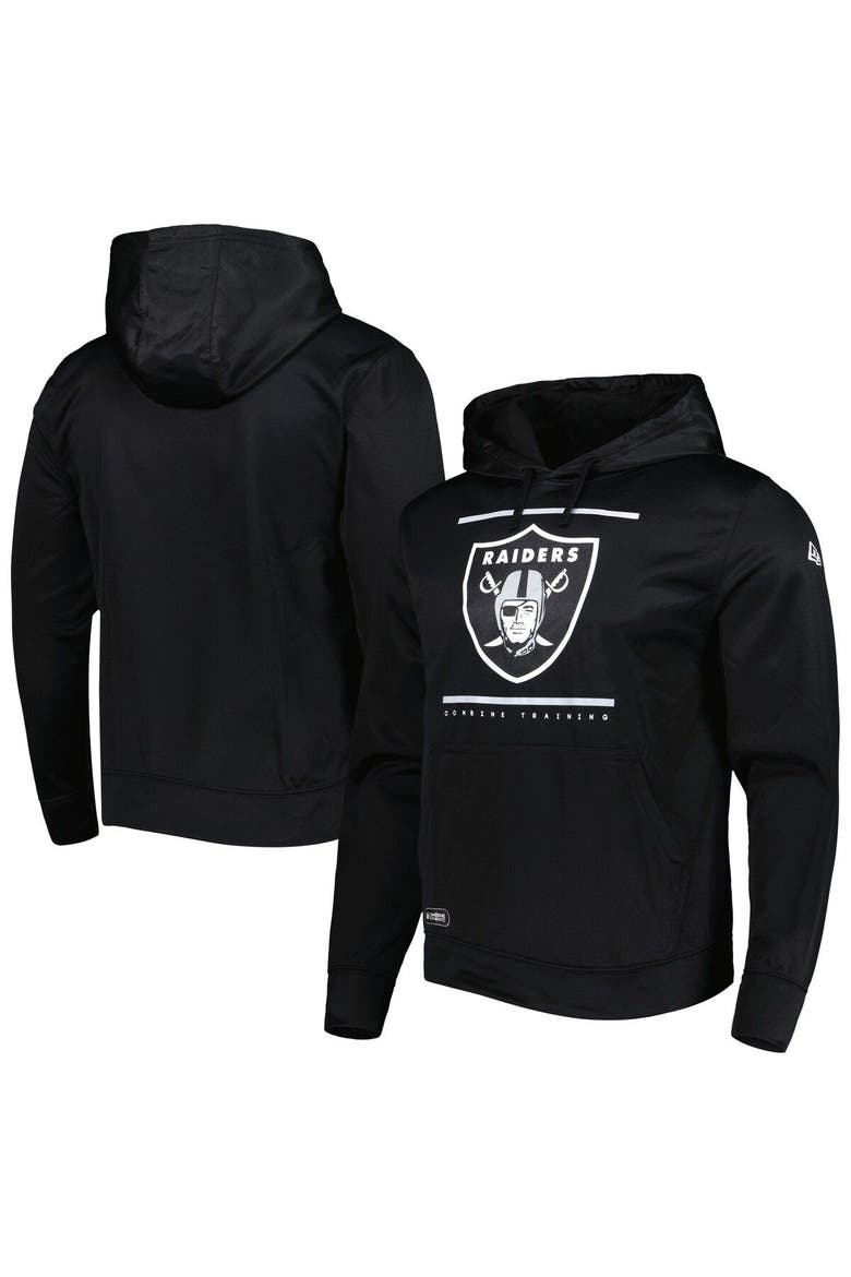 Men's New Era Black Las Vegas Raiders Combine Authentic Split Defense Pullover Hoodie, Alternate, color, Black