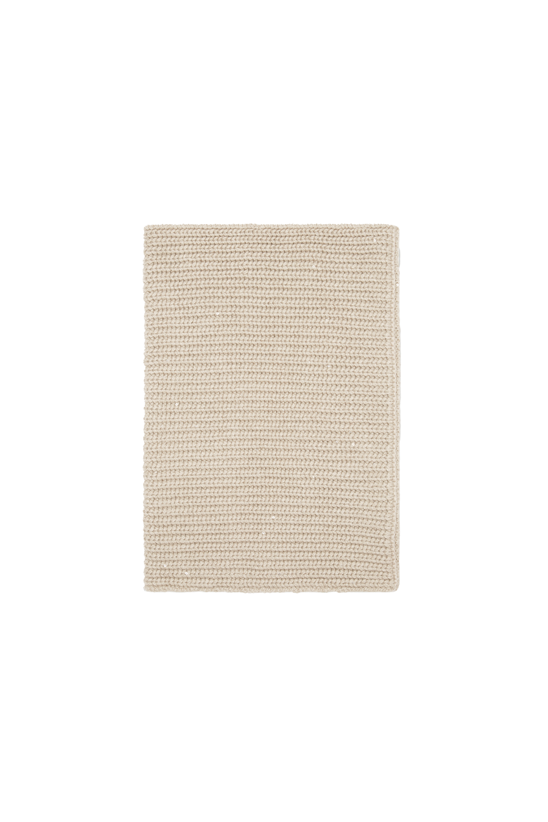 Cashmere and silk dazzling rib knit neck warmer, Alternate, color, Beige