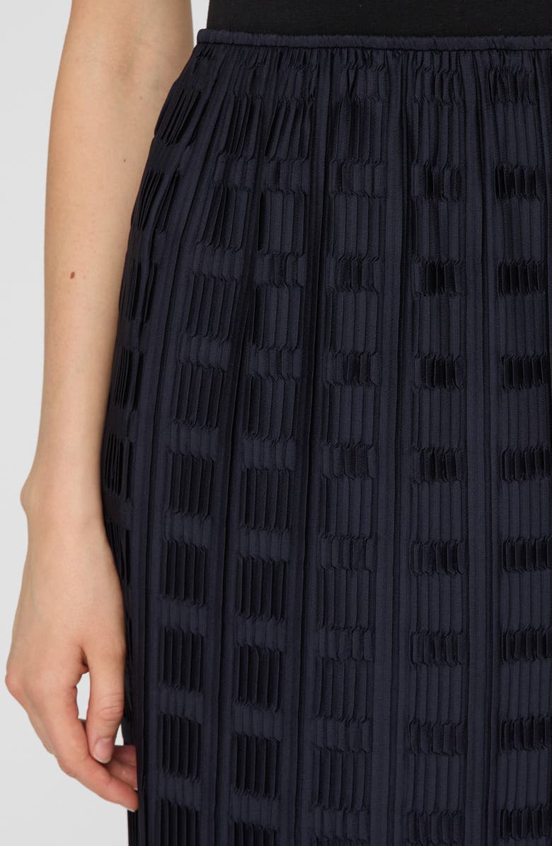 Lafayette 148 New York Basketweave Plissé Recycled Satin Maxi Skirt, Alternate, color, Ink