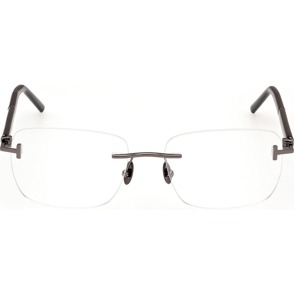 Tom Ford 56mm Rectangular Optical Glasses In Gunmetal Brown/striped Green