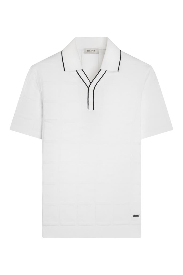 Grid Short Sleeve Cotton & Modal Sweater, Alternate, color, WHITE
