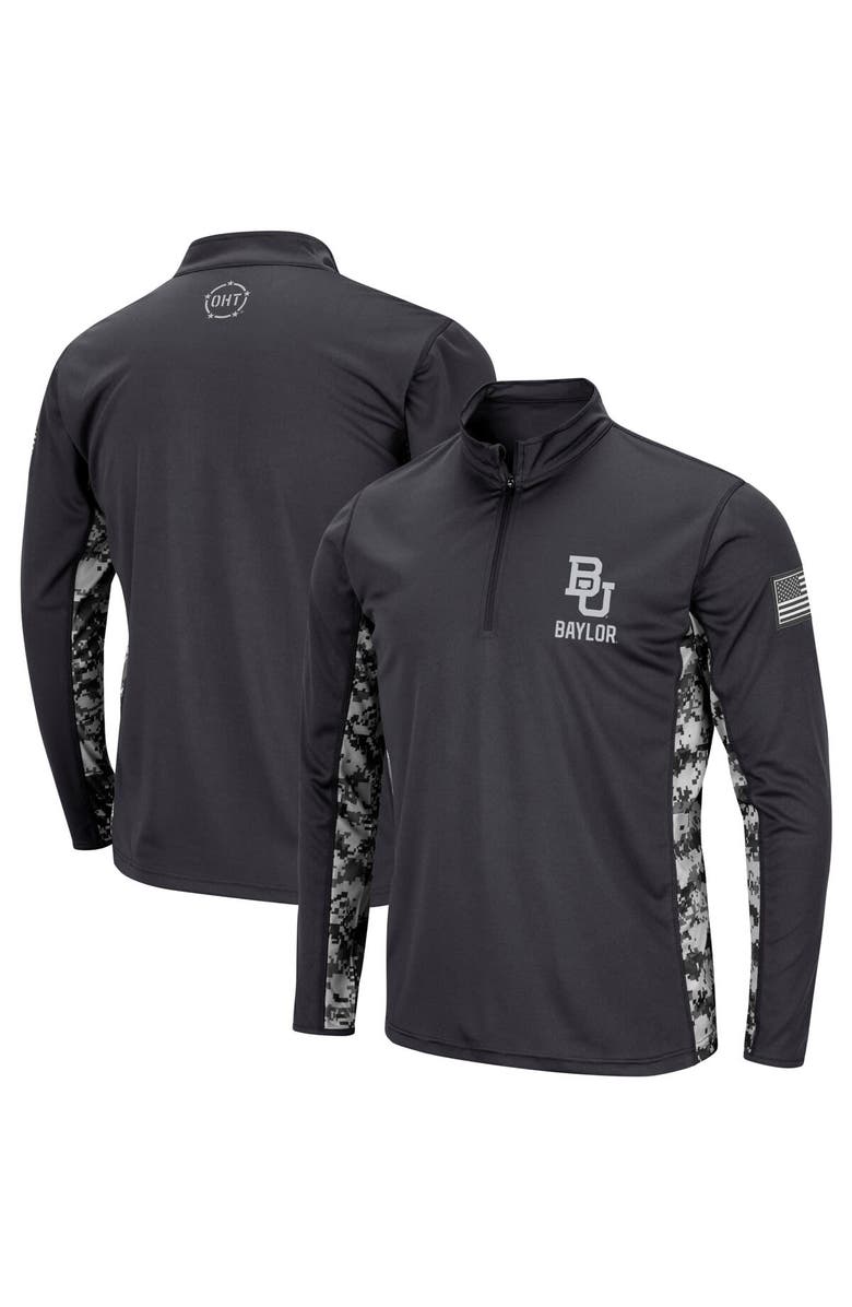 COLOSSEUM Men's Colosseum Charcoal Baylor Bears OHT Military Appreciation Rival Digi Camo Quarter-Zip Jacket, Alternate, color,