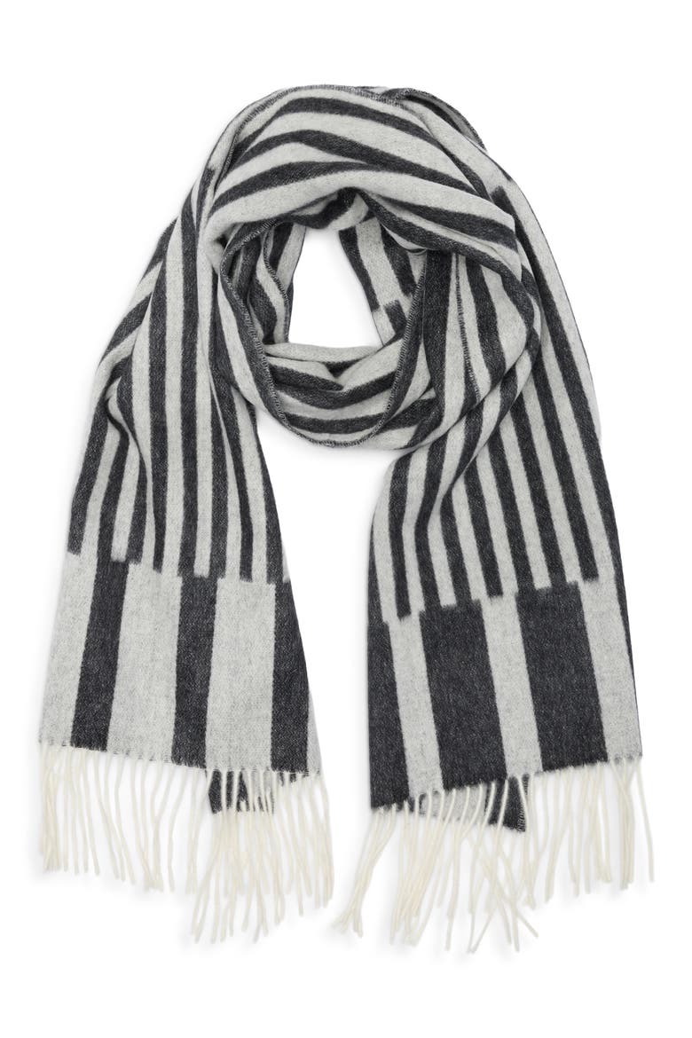 Stripe Wool & Cashmere Scarf, Main, color, GREY- CHARCOAL