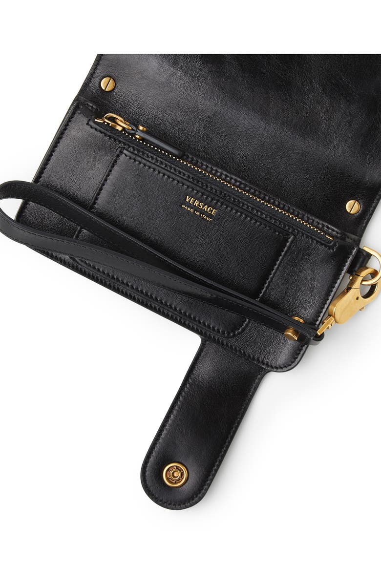 Versace Emblème Long Leather Wallet, Alternate, color, Black-Gold 82