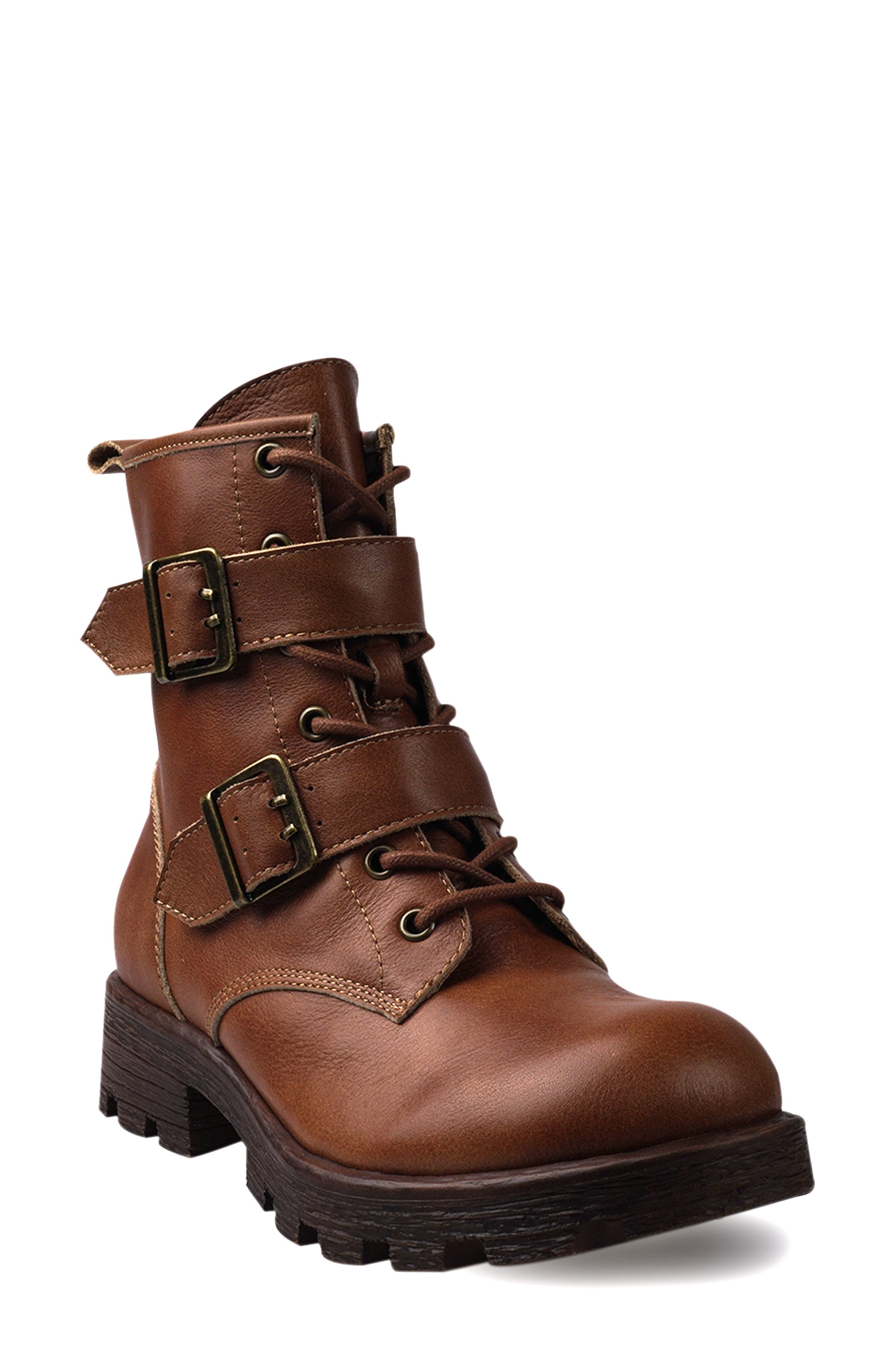 Candie's Stanza Lug Sole Moto Bootie, Main, color, Tan Leather