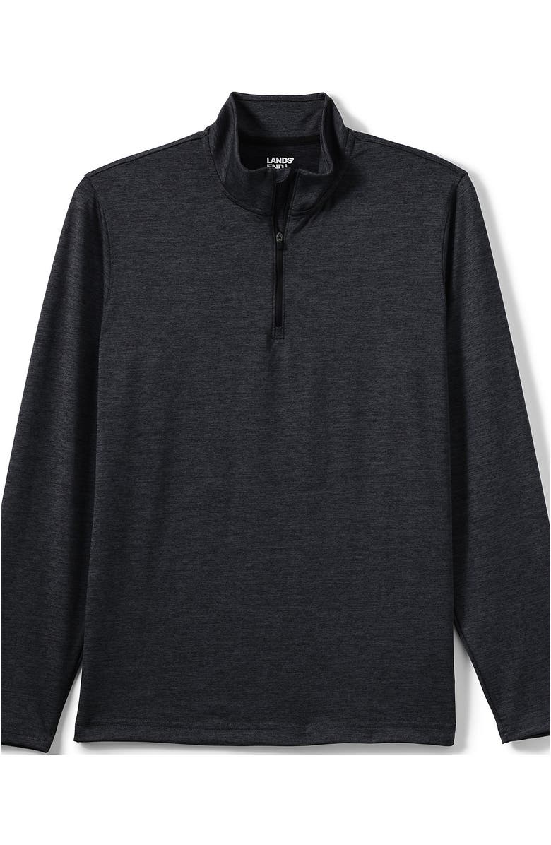 Lands' End Unisex Rapid Dry Space Dye Quarter Zip Pullover Shirt, Main, color, Black Space Dye