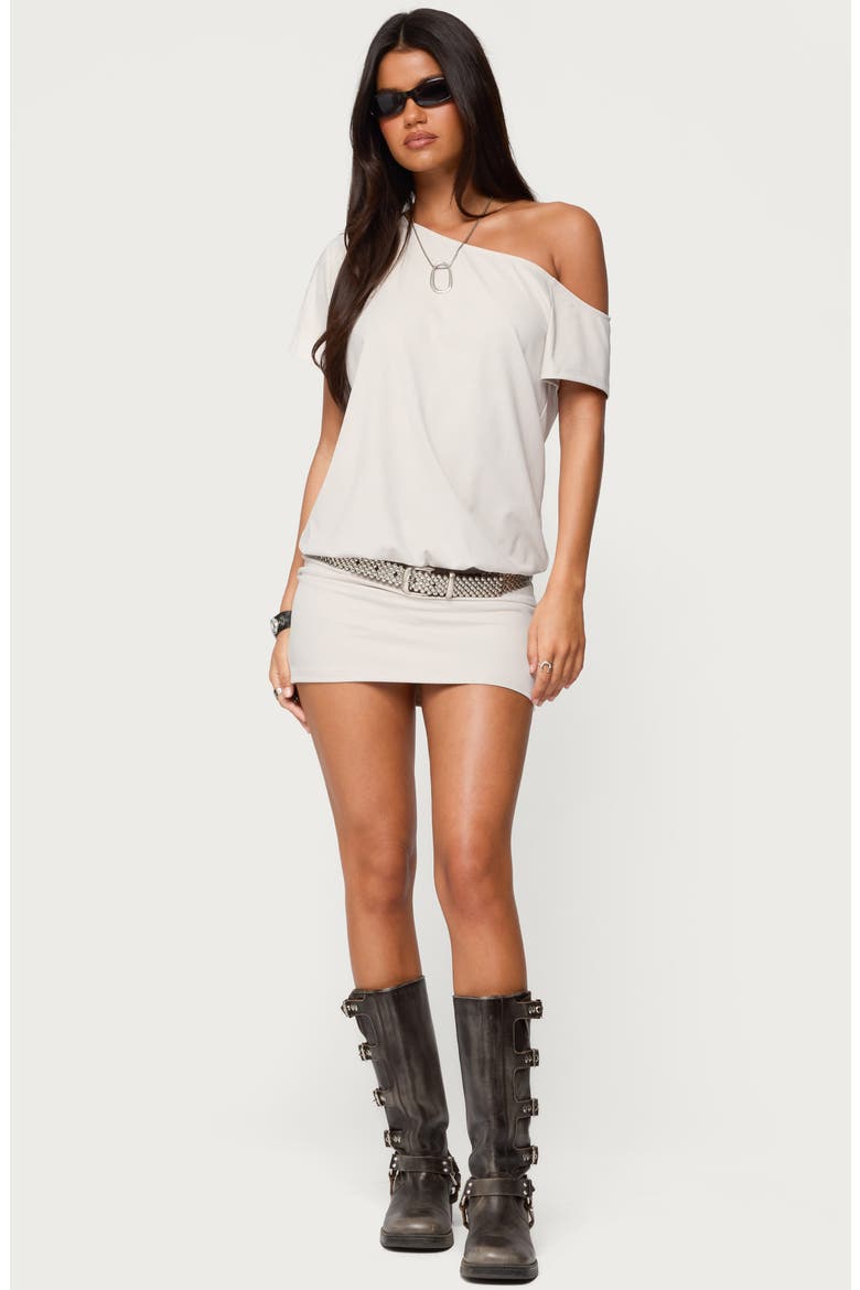 Dorie Cutout One-Shoulder Minidress, Alternate, color, LIGHT-GRAY