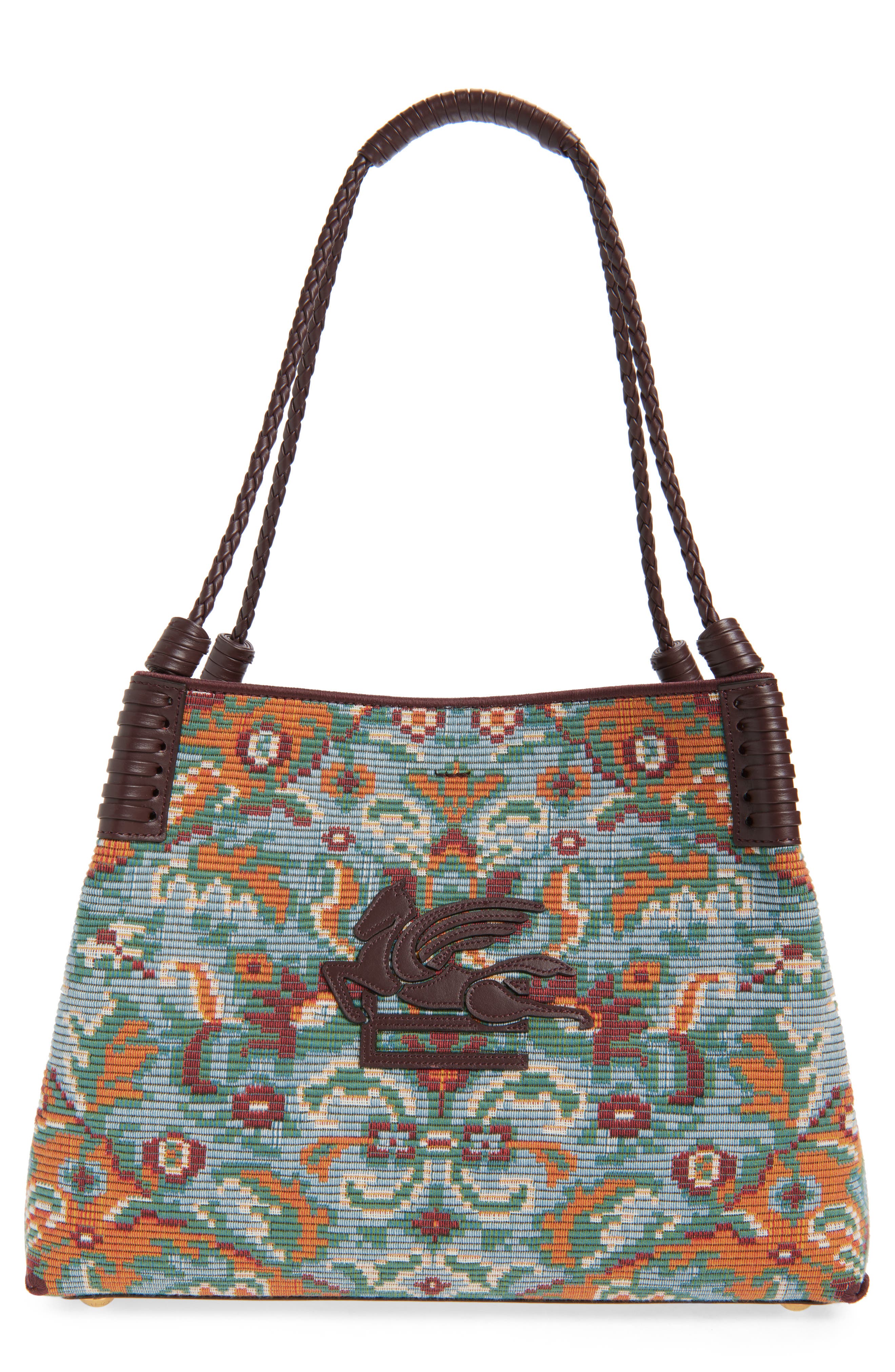 Etro Medium Libra Jacquard Tote Bag, Main, color, Multicolor Azure Base