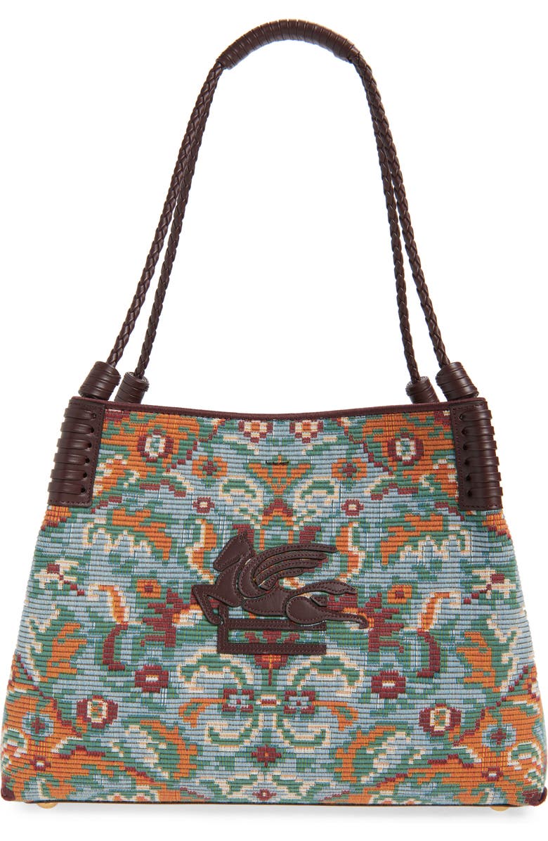 Etro Medium Libra Jacquard Tote Bag, Main, color, Multicolor Azure Base