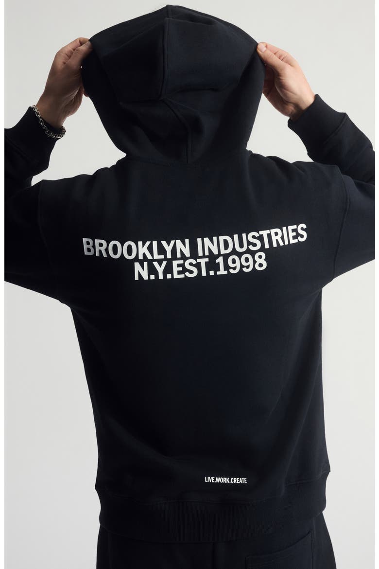 Logo Cotton Zip Hoodie, Alternate, color, BLACK