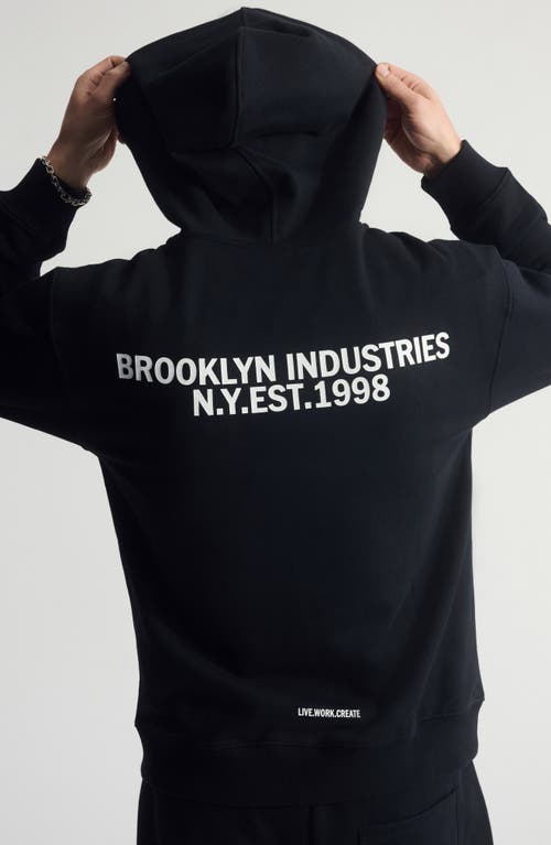 Brooklyn Industries Logo Cotton Zip Hoodie In Black