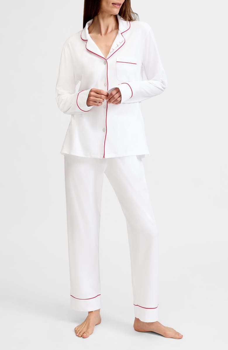 Petite Plume Made with Love Pima Cotton Pajamas, Main, color, White