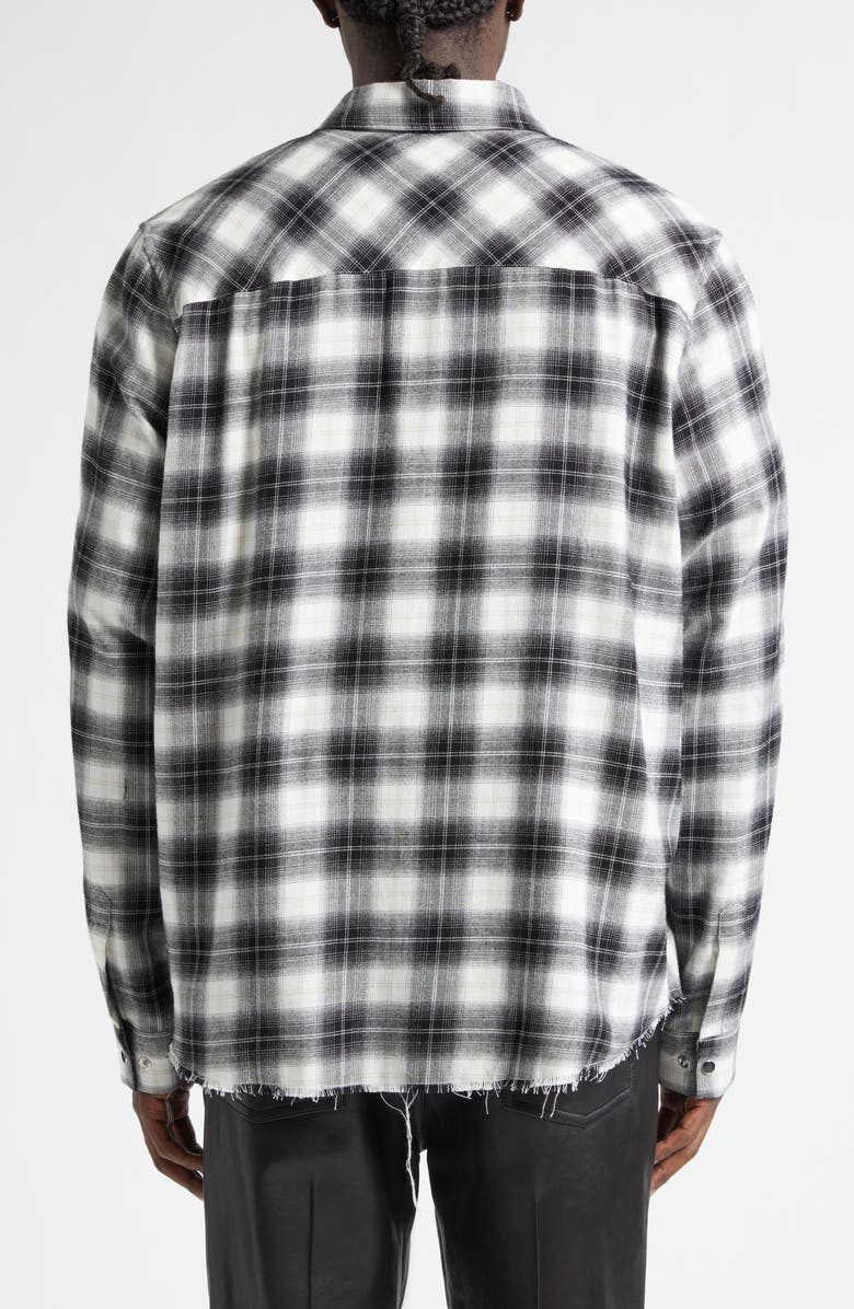 AMIRI Bones Appliqué Flannel Overshirt, Alternate, color, Black