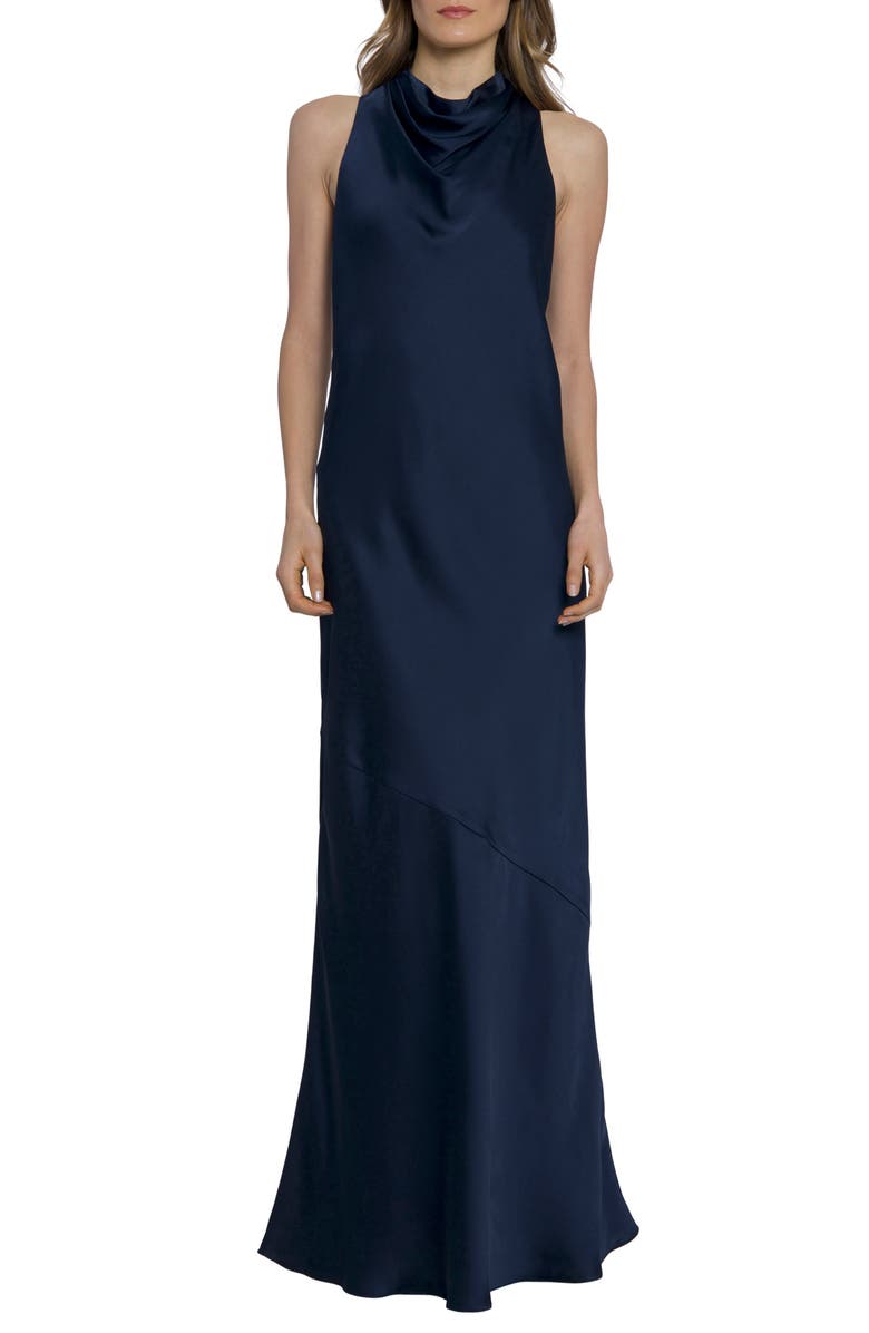 Maggy London Sleeveless Cowl Neck Gown, Main, color, 