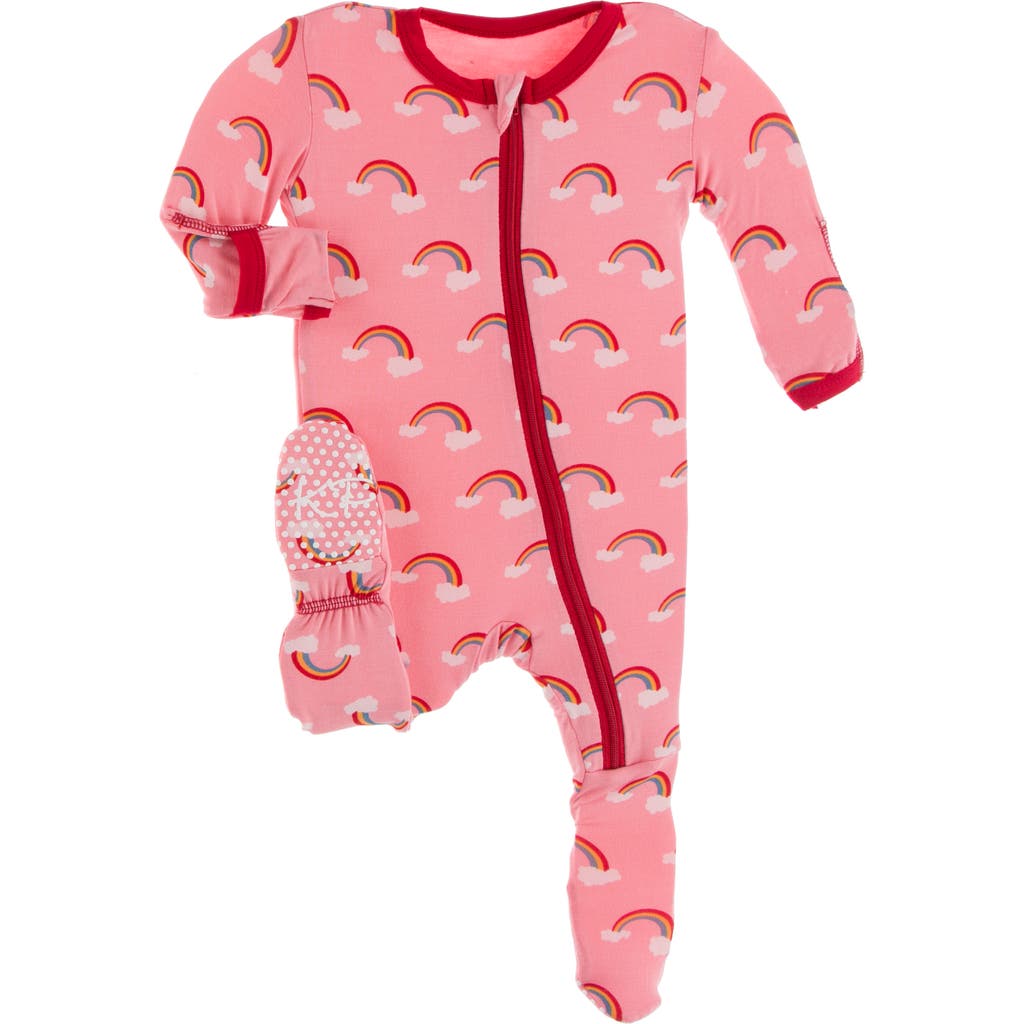 Kickee Pants Rainbow Zip Footie In Pink