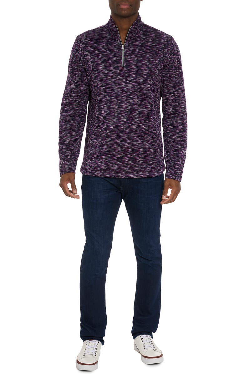 Robert Graham Waterford Space Dye Quarter Zip Pullover, Alternate, color, Berry