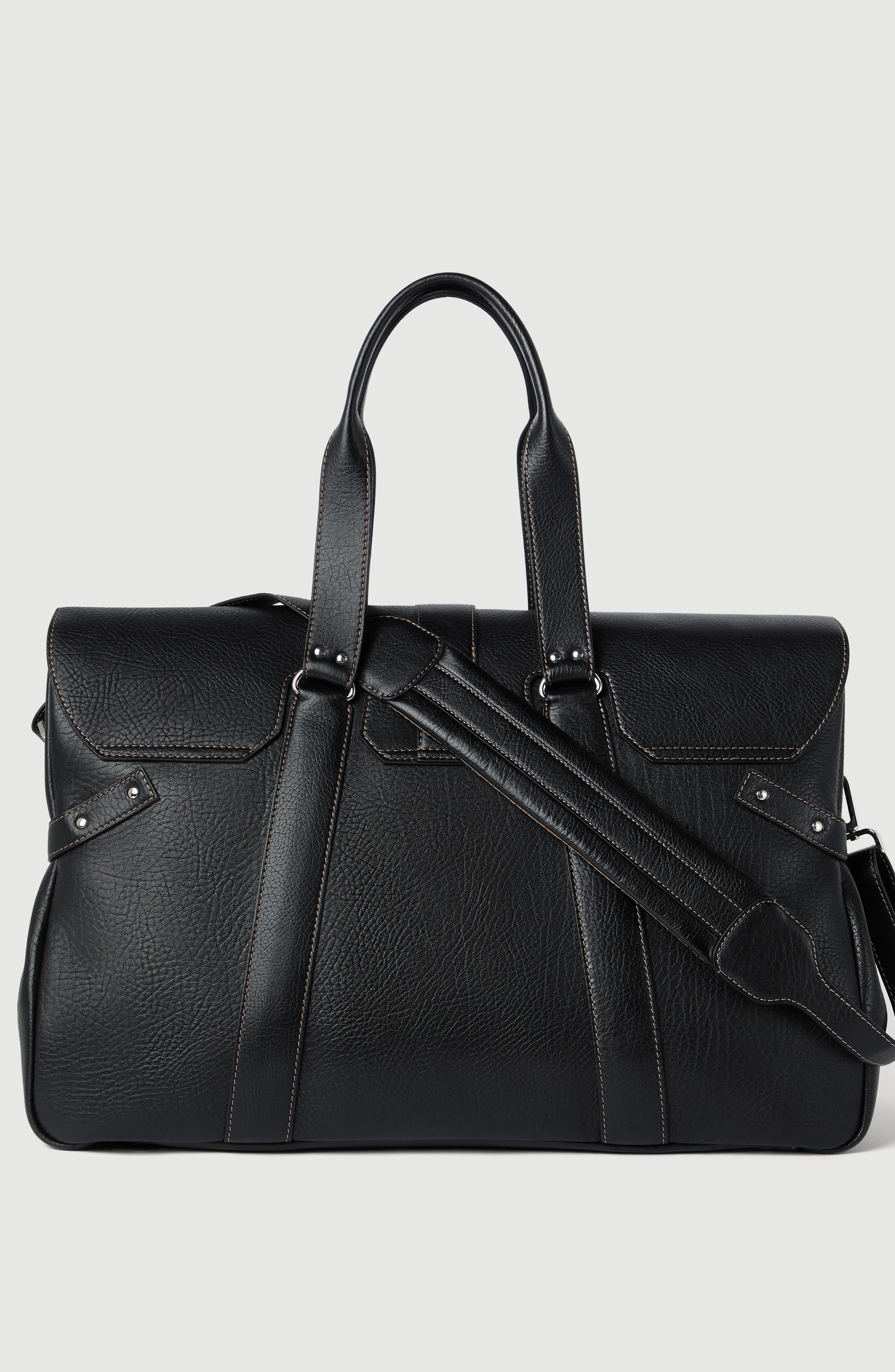 Grained calfskin Country Weekender bag, Alternate, color, Black