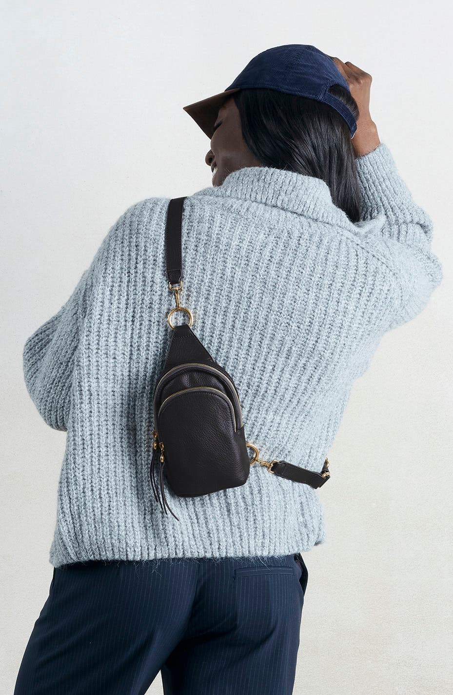 Fern Small Leather Sling Bag, Alternate, color, BLACK