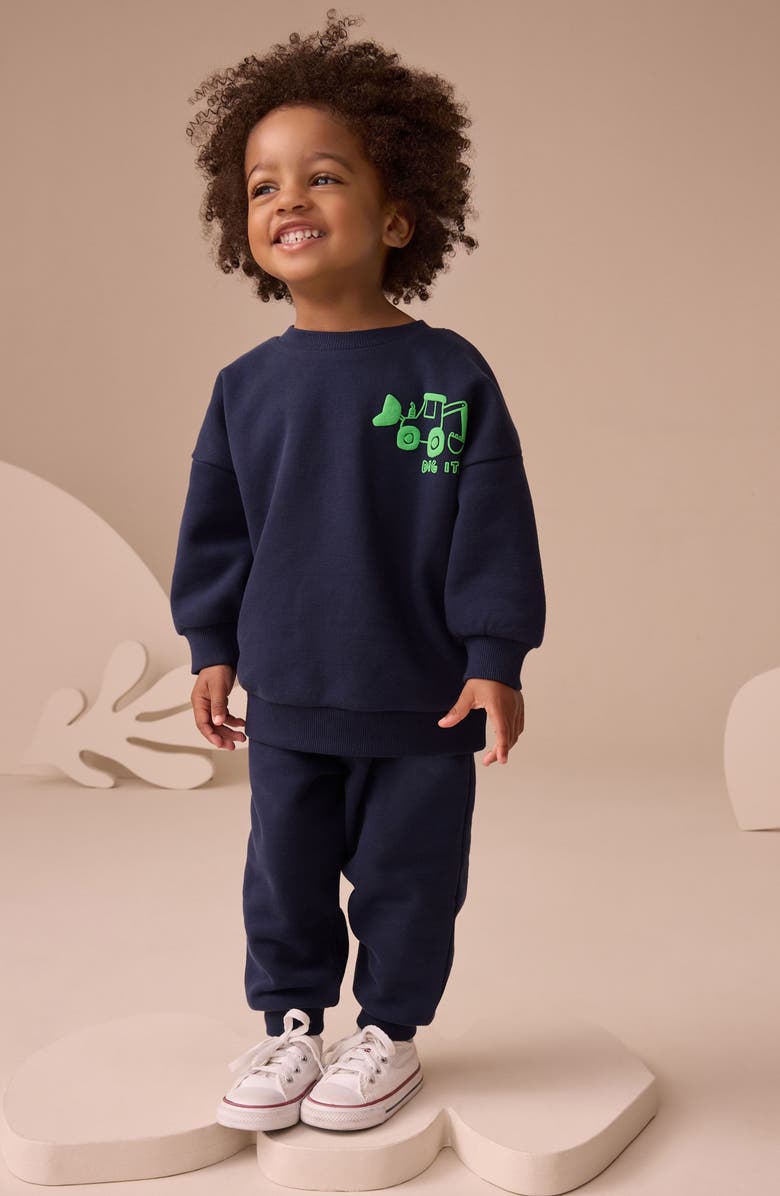 NEXT Kids' Digger Sweatshirt & Joggers Set, Alternate, color, Blue
