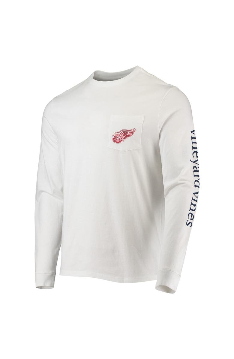 vineyard vines Men's Vineyard Vines White Detroit Red Wings Hockey Helmet Pocket Long Sleeve T-Shirt, Alternate, color, 