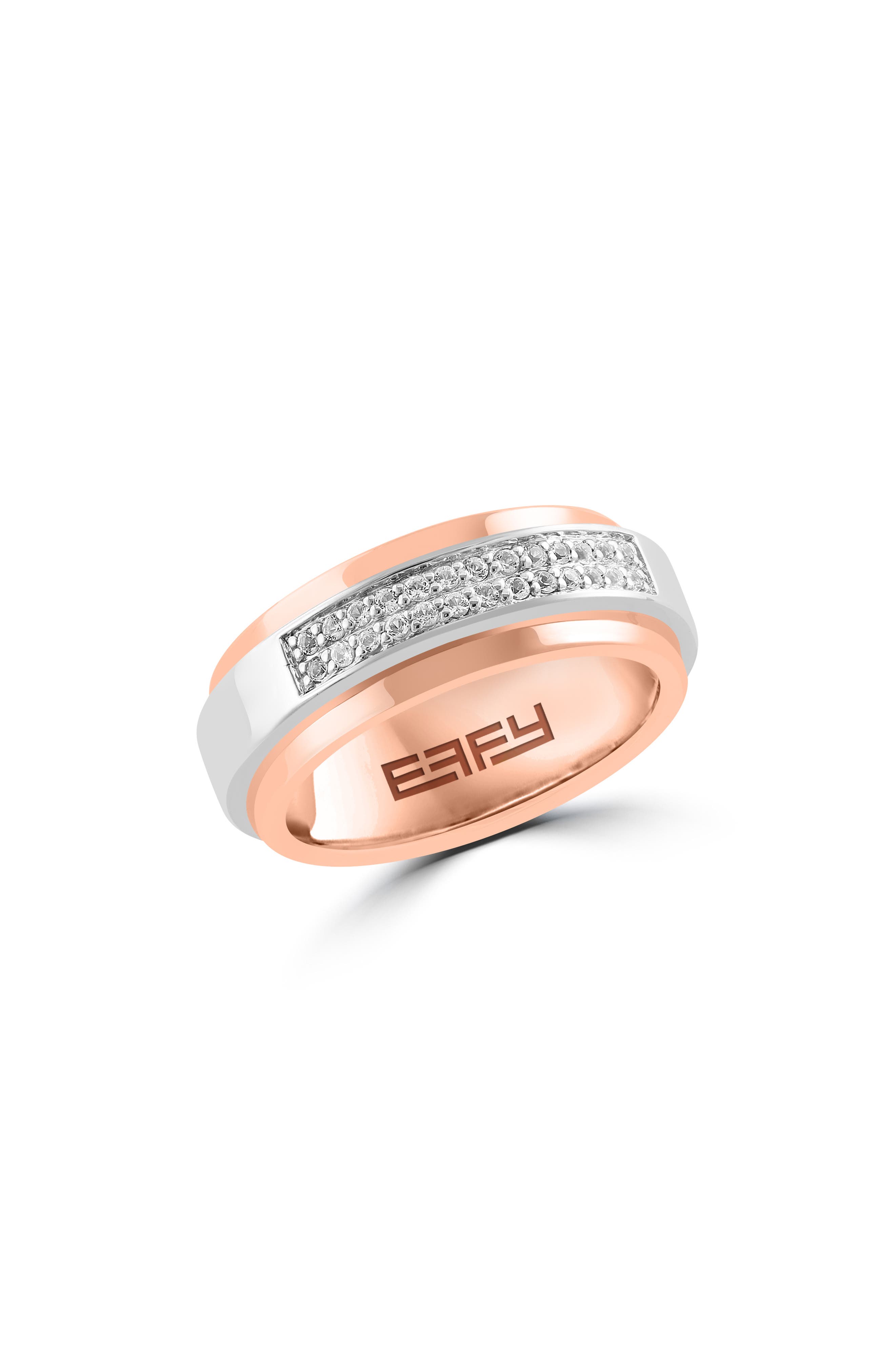 EFFY Two-Tone White Topaz Pavé Ring - Size 10