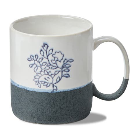 Vine Block Print Ceramic Mug Multicolor Spring Drinkware