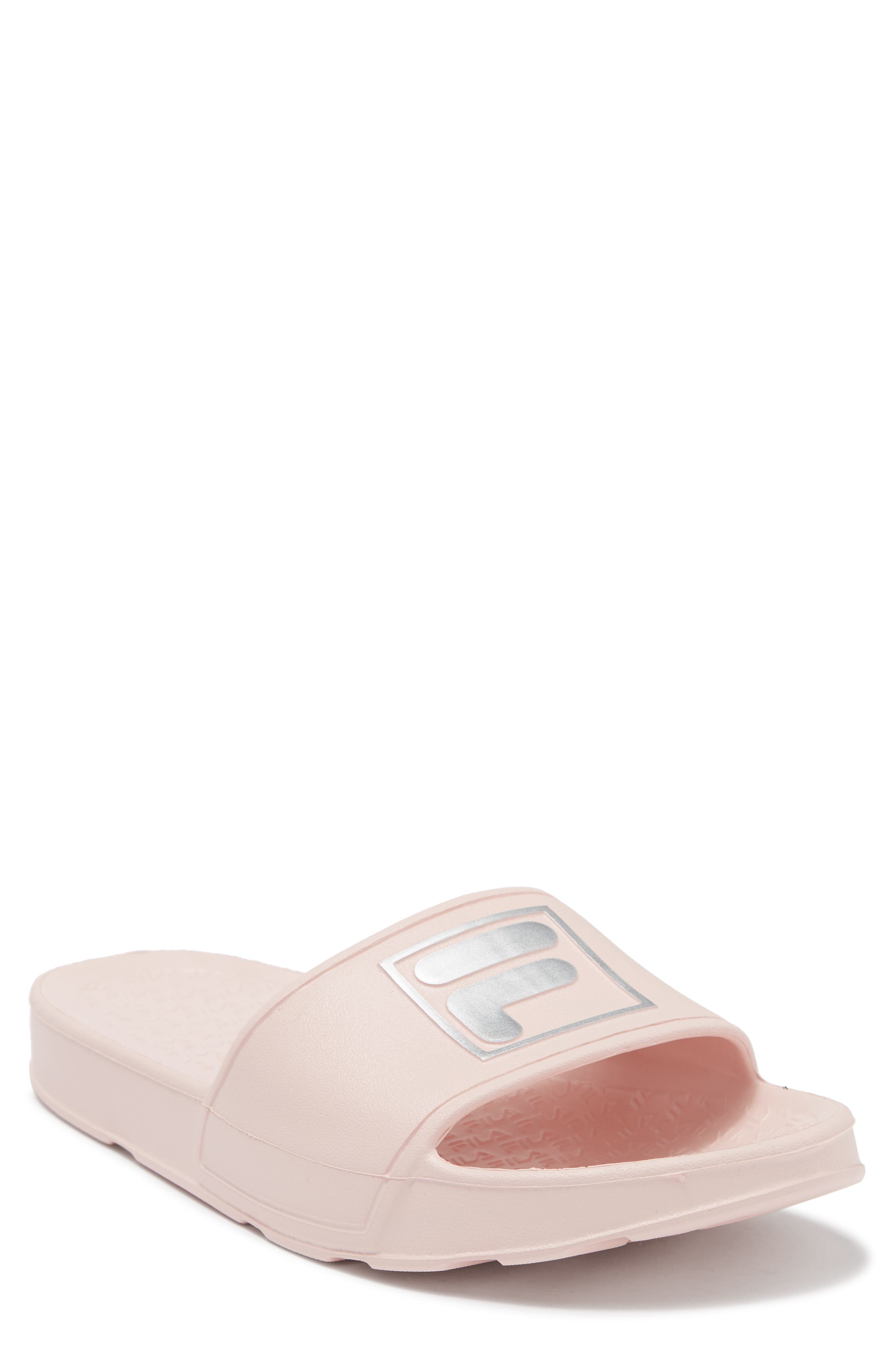 Big Box Logo Slide Sandal, Main, color, PINK/ SILVER/ PINK