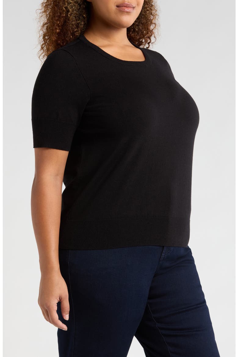 Rosie Short Sleeve Sweater, Alternate, color, BLACK