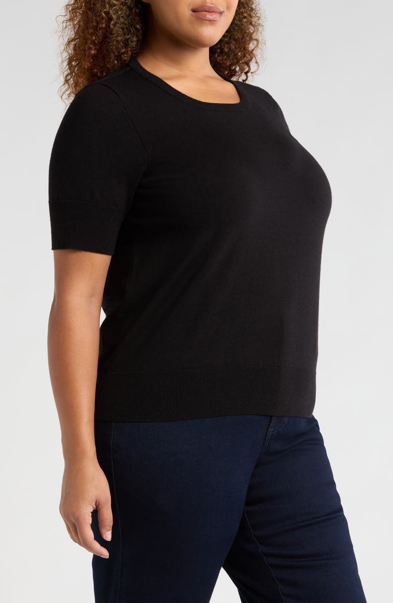 Universal Standard Rosie Short Sleeve Sweater, Alternate, color, Black