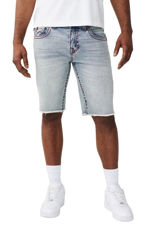 Ricky Frayed Straight Leg Denim Shorts (Starlit Gleam) (Regular & Big)