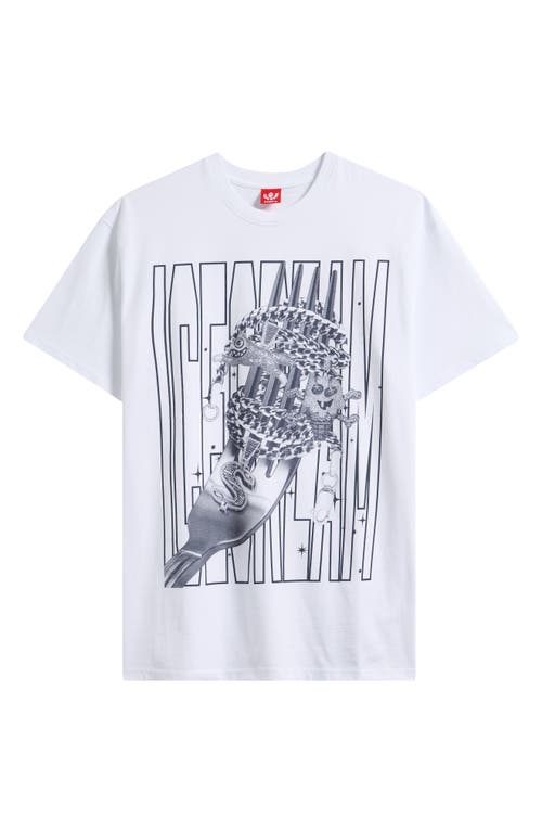 Icecream Pasta Cotton Graphic T-shirt In White