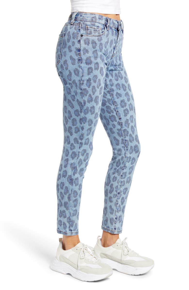 BLANKNYC The Bond Leopard Print Ankle Skinny Jeans, Alternate, color, 