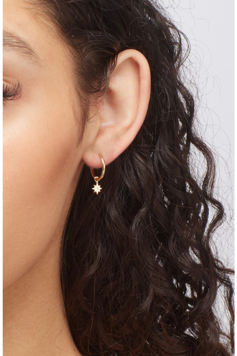 Jac+Jo Icon Starburst Charm Hoop Earring, Alternate, color, GOLD CLEAR