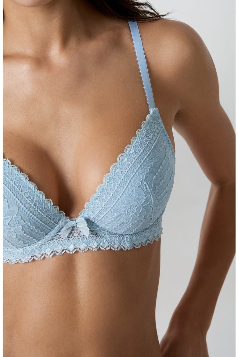Panama Underwire Plunge Push-Up Bra, Alternate, color, LIGHT BLUE