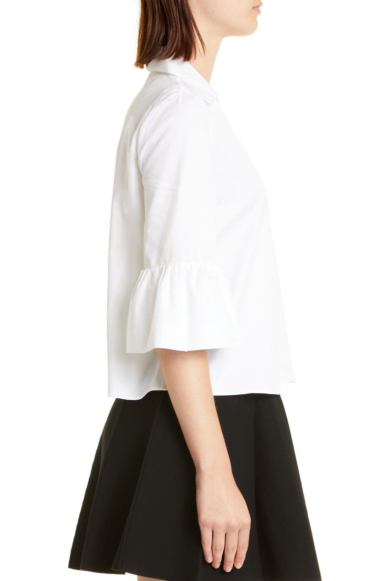 Ruffle Sleeve Cotton Blouse, Alternate, color, WHITE