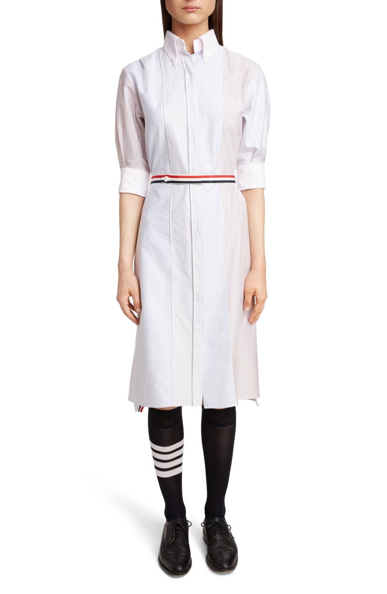 Thom Browne Stripe Belt Oxford Shirtdress, Main, color,