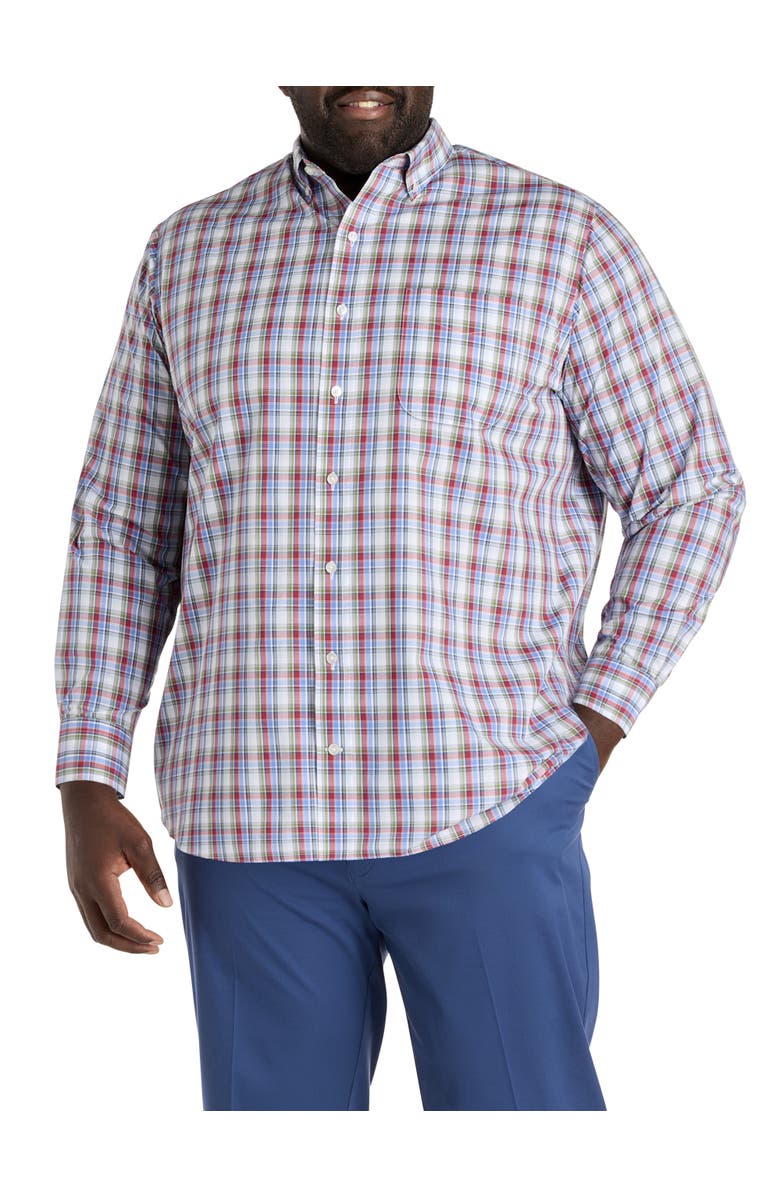 Oak Hill by DXL Big & Tall Medium Plaid Performance Sport Shirt, Alternate, color, Multi