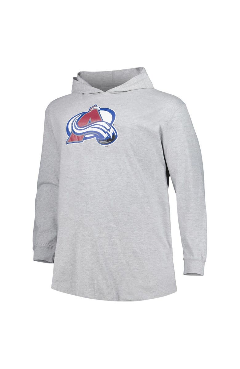 PROFILE Men's Heather Gray Colorado Avalanche Big & Tall Pullover Hoodie, Alternate, color,