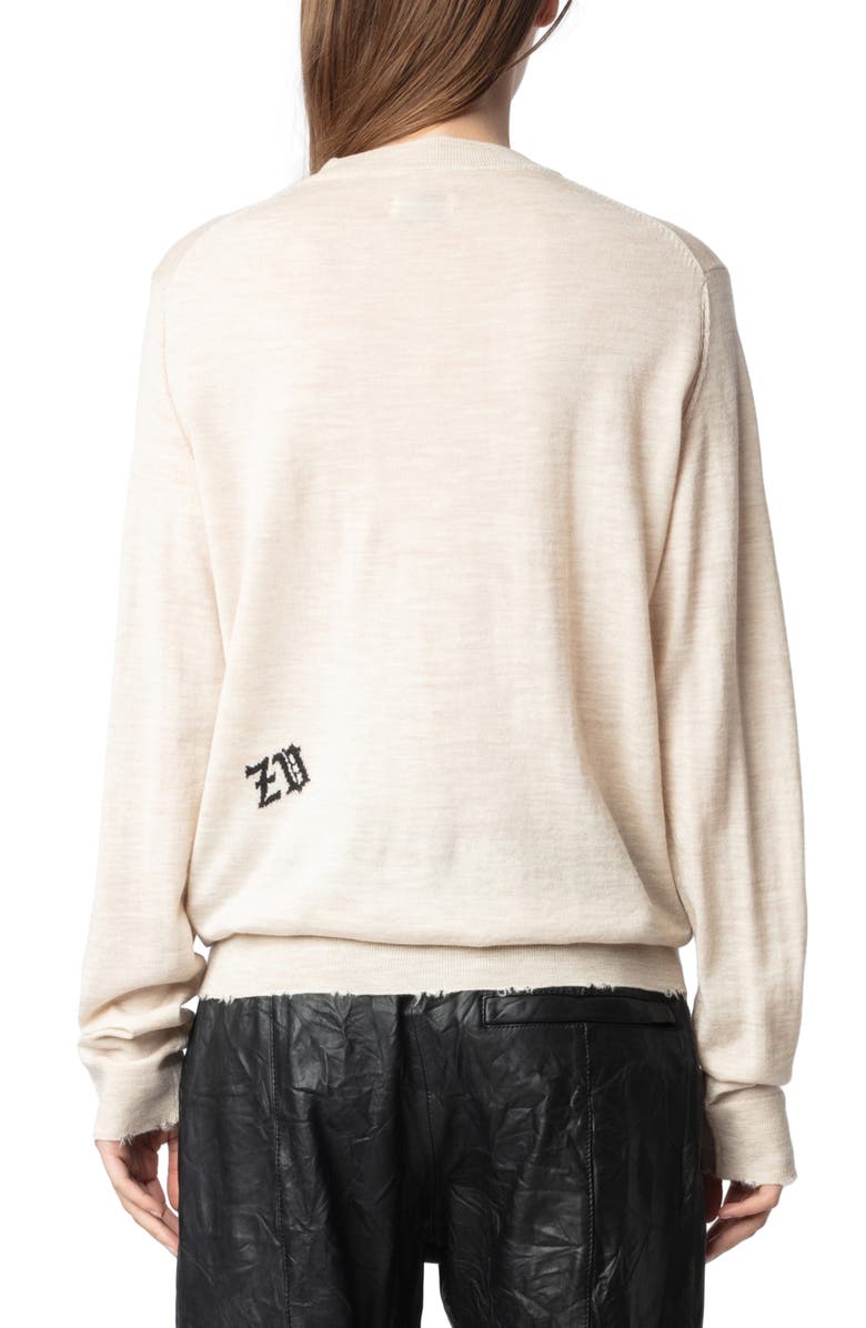 Zadig & Voltaire Ivy We Rock & Roll Embellished Wool Graphic Crewneck Sweater, Alternate, color, 