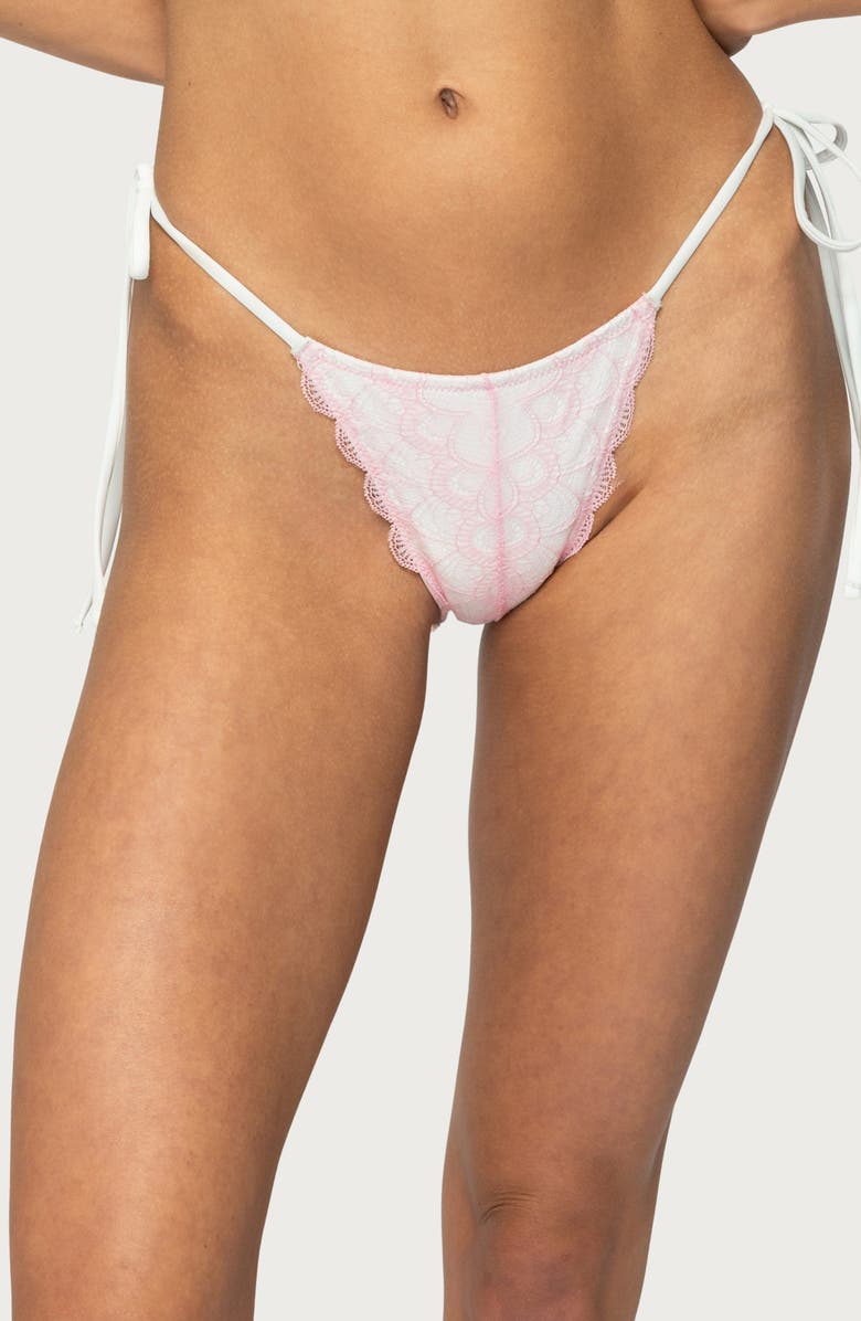 EDIKTED Clayton Side Tie Bikini Bottoms, Main, color, Pink