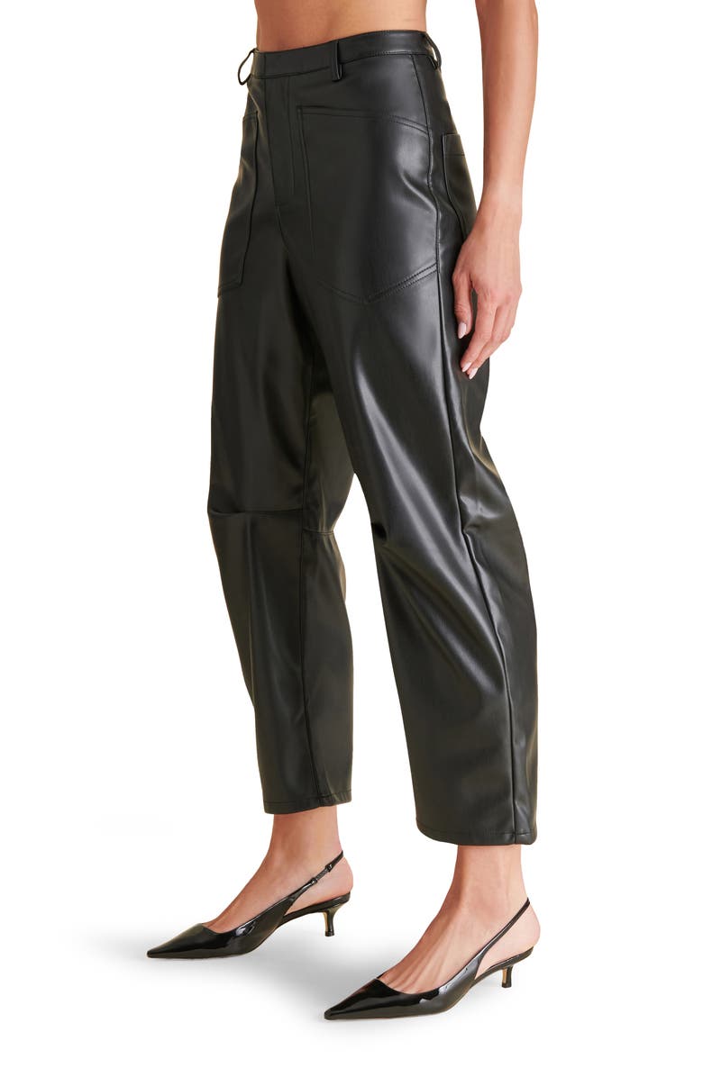 Steve Madden Haniel Faux Leather Barrel Pants, Alternate, color, 
