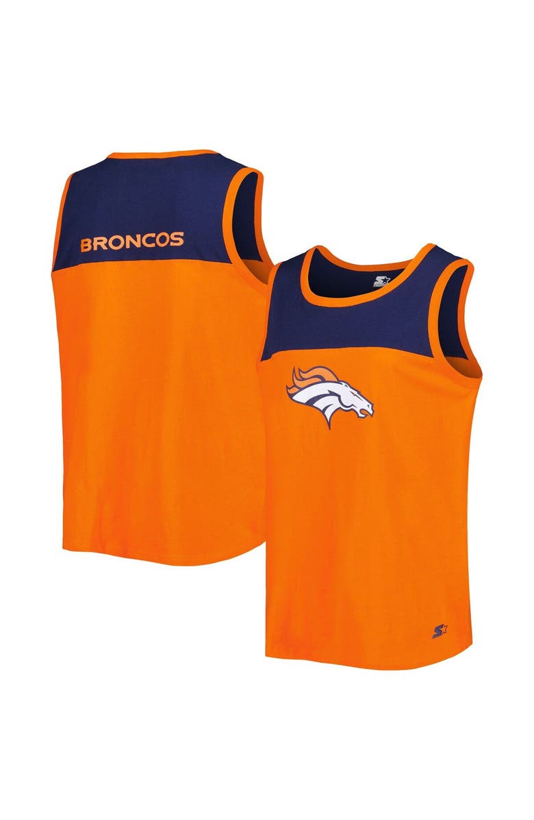 STARTER Men's Starter Orange/Navy Denver Broncos Team Touchdown Fashion Tank Top, Main, color, 