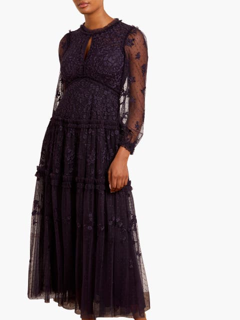 Autumn Lace Long Sleeve Ankle Gown