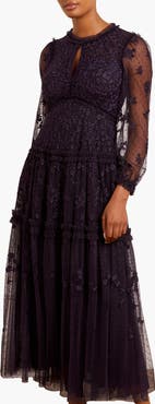 Needle & Thread Autumn Lace Long Sleeve Ankle Gown